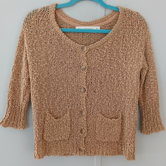 Zara Knit Button Front Tan Cardigan Sweater - Picture 7 of 9